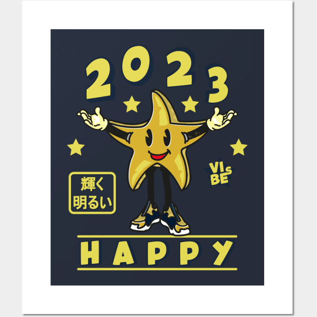 Happy New Year 2023- Retro Star Wall Art by MisconceivedFantasy